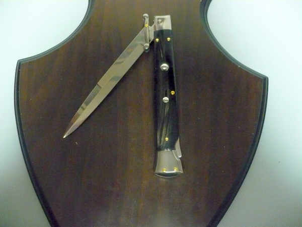 Swinguard Frank Beltrame - italian stiletto 28 cm - corno di bufalo scuro - lama baionetta FB 550/58- 3
