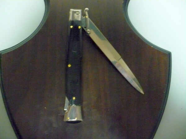 Swinguard Frank Beltrame - italian stiletto 28 cm - corno di bufalo scuro - lama baionetta FB 550/58- 3