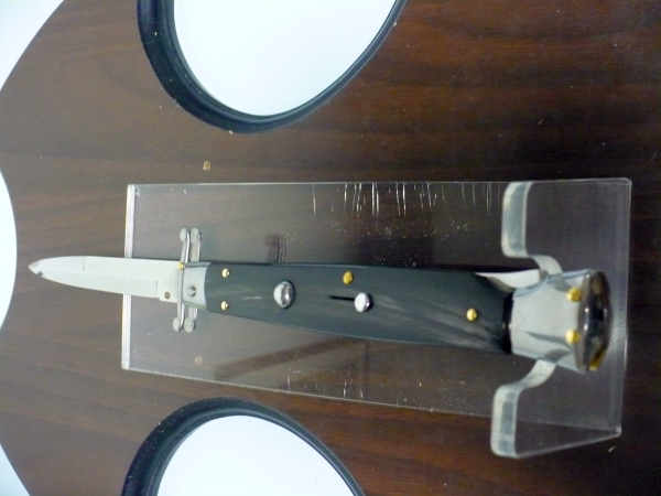 Swinguard Frank Beltrame - italian stiletto 28 cm - corno di bufalo scuro - lama baionetta FB 550/58- 3