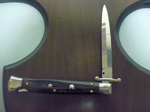 Swinguard Frank Beltrame - italian stiletto 28 cm - corno di bufalo scuro - lama baionetta FB 550/58- 3