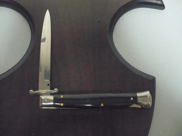 Swinguard Frank Beltrame - italian stiletto 28 cm - corno di bufalo scuro - lama baionetta FB 550/58- 3