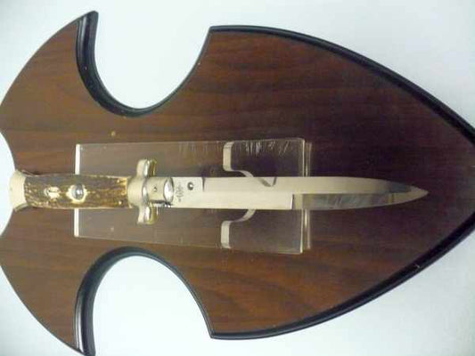 Coltello a scatto - pugnale picklock -A.G.A.Campolin - italian stiletto 38 cm , baionetta - corno di cervo / deer horn - 2