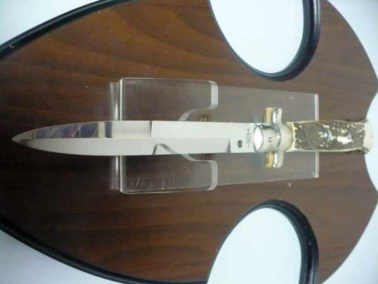 Coltello a scatto - pugnale picklock -A.G.A.Campolin - italian stiletto 38 cm , baionetta - corno di cervo / deer horn - 1