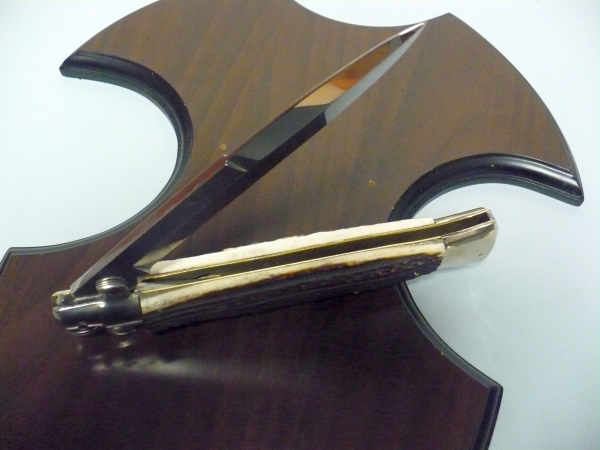 Coltello a scatto - pugnale picklock -A.G.A.Campolin - italian stiletto 38 cm , baionetta - corno di cervo / deer horn