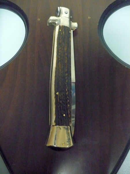 Coltello a scatto - pugnale picklock -A.G.A.Campolin - italian stiletto 38 cm , baionetta - corno di cervo / deer horn