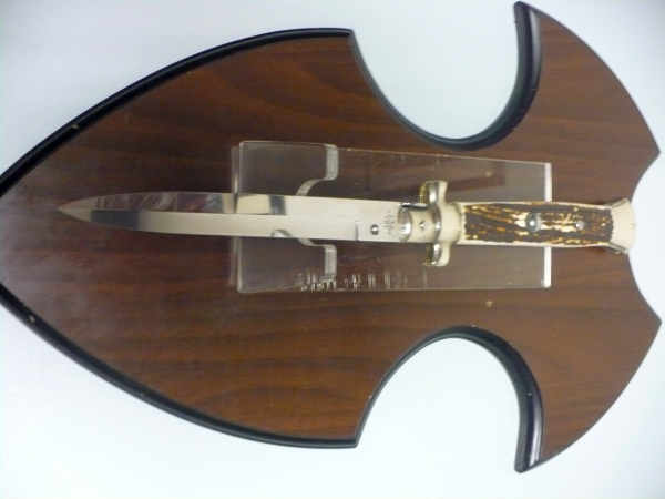 Coltello a scatto - pugnale picklock -A.G.A.Campolin - italian stiletto 38 cm , baionetta - corno di cervo / deer horn