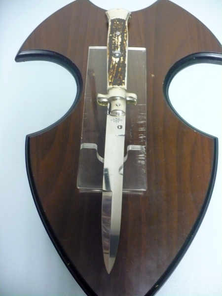 Coltello a scatto - pugnale picklock -A.G.A.Campolin - italian stiletto 38 cm , baionetta - corno di cervo / deer horn