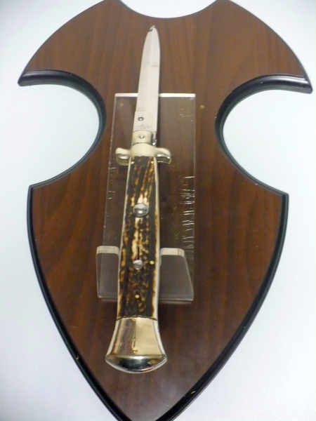 Coltello a scatto - pugnale picklock -A.G.A.Campolin - italian stiletto 38 cm , baionetta - corno di cervo / deer horn