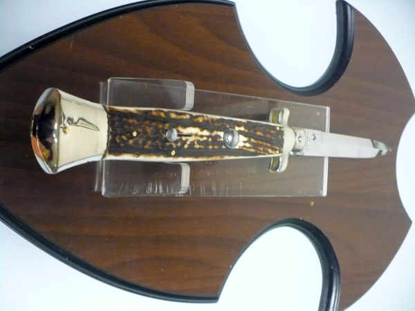 Coltello a scatto - pugnale picklock -A.G.A.Campolin - italian stiletto 38 cm , baionetta - corno di cervo / deer horn