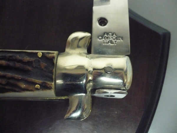 Coltello a scatto - pugnale picklock -A.G.A.Campolin - italian stiletto 38 cm , baionetta - corno di cervo / deer horn