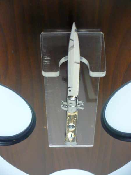 Coltello a scatto - pugnale -Frank Beltrame - italian stiletto 23 cm - lama baionetta - corno di cervo / deer horn -  FB 23/63B -4