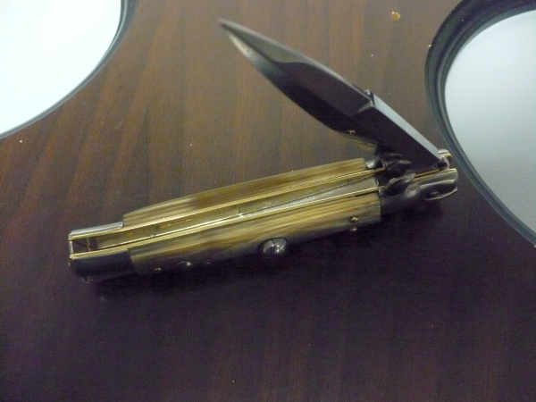 Frank Beltrame -  italian stiletto 20cm, bufalo chiaro -lama baionetta - 20FB/48B - 4