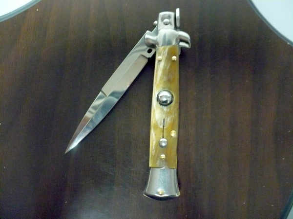 Frank Beltrame -  italian stiletto 20cm, bufalo chiaro -lama baionetta - 20FB/48B - 4