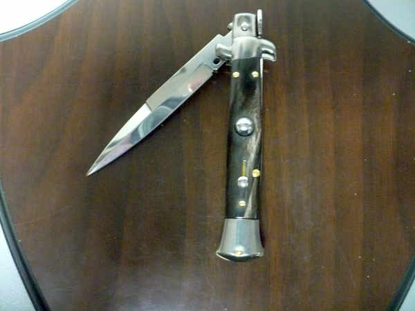 Frank Beltrame -  italian stiletto 20cm, bufalo scuro -lama baionetta - 20FB/58B - 4