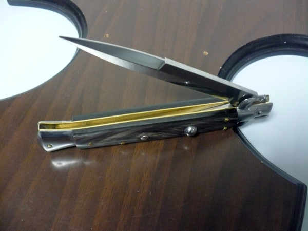 Frank Beltrame , italian stiletto , pugnale - 28 cm , corno di bufalo scuro, lama baionetta , modello FB 28/58B- 4