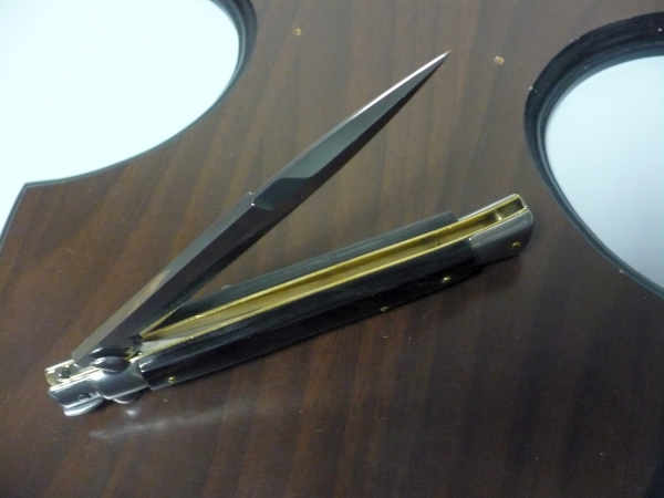 Frank Beltrame , italian stiletto , pugnale - 28 cm , corno di bufalo scuro, lama baionetta , modello FB 28/58B- 4