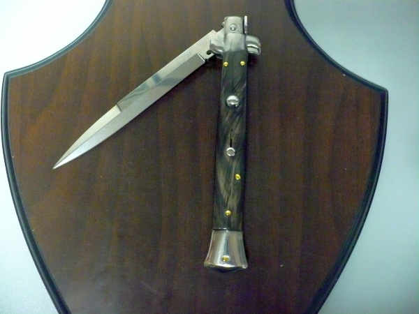 Frank Beltrame , italian stiletto , pugnale - 28 cm , corno di bufalo scuro, lama baionetta , modello FB 28/58B- 4