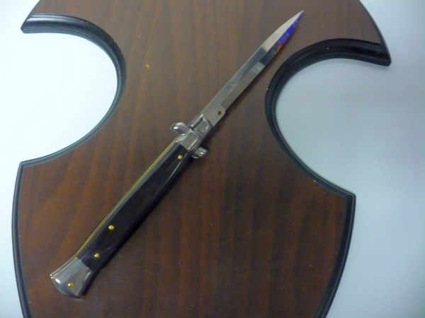 Frank Beltrame , italian stiletto , pugnale - 28 cm , corno di bufalo scuro, lama baionetta , modello FB 28/58B- 4