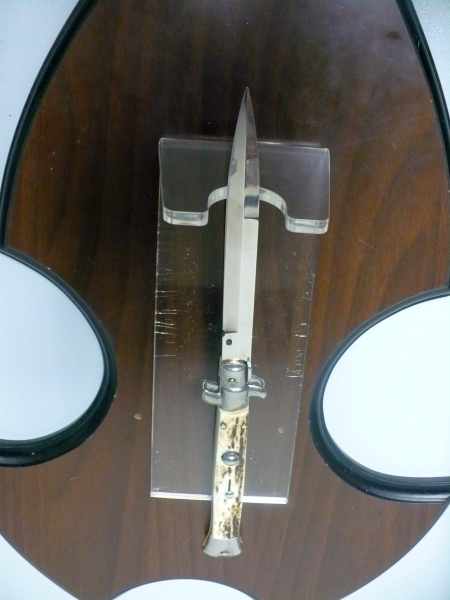 Coltello a scatto - pugnale -Frank Beltrame - italian stiletto 28 cm - corno di cervo / deer horn, lama baionetta -  FB 28/63B - 4