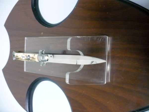 Coltello a scatto - pugnale -Frank Beltrame - italian stiletto 28 cm - corno di cervo / deer horn, lama baionetta -  FB 28/63B - 4