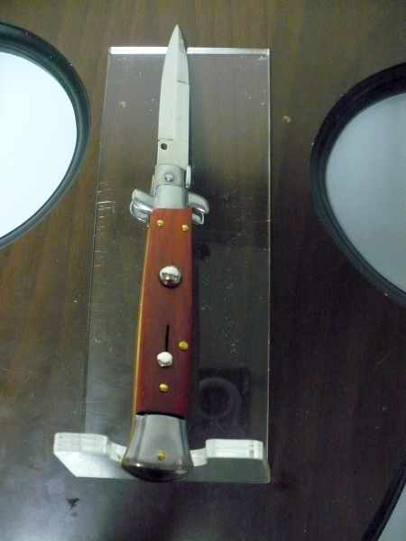 Frank Beltrame italian stiletto - 23 cm legno rosso -lama baionetta- modello FB 23/83B - 4