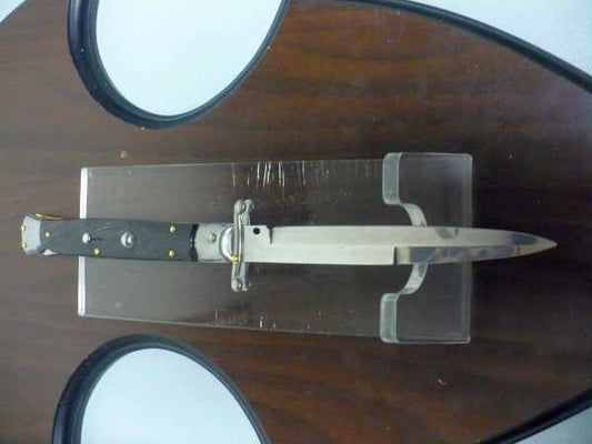 Swinguard Frank Beltrame - italian stiletto 28 cm - corno di bufalo scuro - lama baionetta FB 550/58- 4
