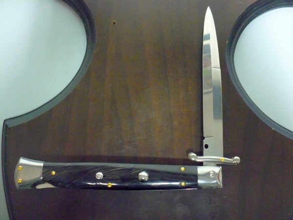Swinguard Frank Beltrame - italian stiletto 28 cm - corno di bufalo scuro - lama baionetta FB 550/58- 4