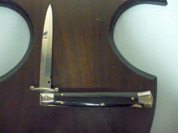 Swinguard Frank Beltrame - italian stiletto 28 cm - corno di bufalo scuro - lama baionetta FB 550/58- 4