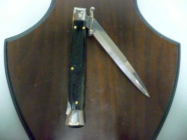 Swinguard Frank Beltrame - italian stiletto 28 cm - corno di bufalo scuro - lama baionetta FB 550/58- 4