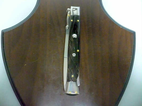 Swinguard Frank Beltrame - italian stiletto 28 cm - corno di bufalo scuro - lama baionetta FB 550/58- 4