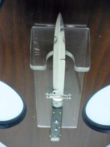 Swinguard Frank Beltrame - italian stiletto 28 cm - corno di bufalo scuro - lama baionetta FB 550/58- 4