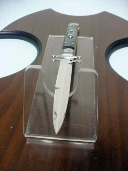 Swinguard Frank Beltrame - italian stiletto 28 cm - corno di bufalo scuro - lama baionetta FB 550/58- 4
