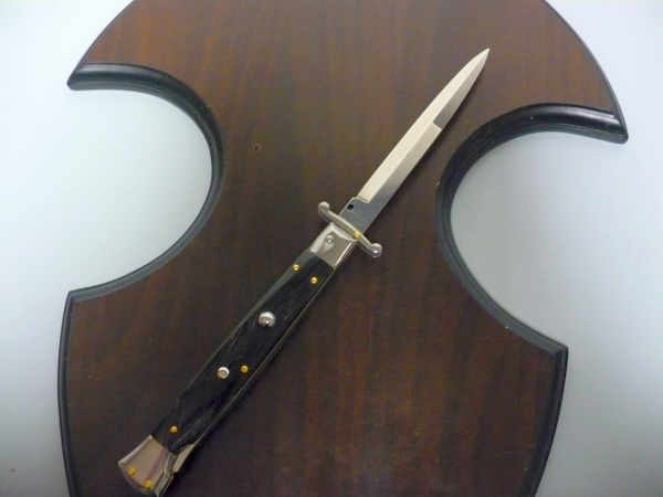 Swinguard Frank Beltrame - italian stiletto 28 cm - corno di bufalo scuro - lama baionetta FB 550/58- 4