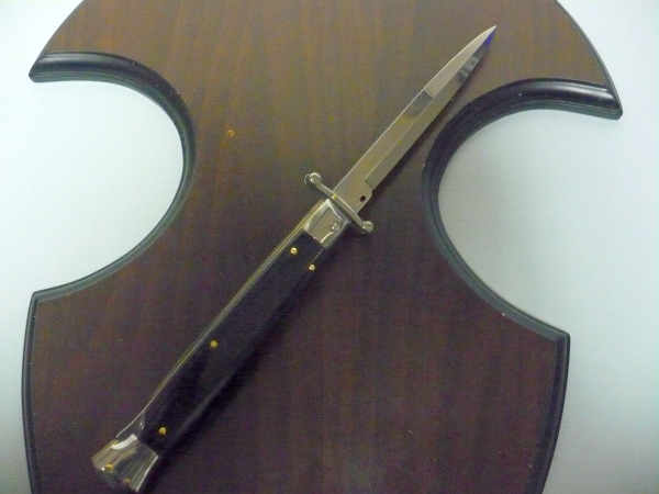 Swinguard Frank Beltrame - italian stiletto 28 cm - corno di bufalo scuro - lama baionetta FB 550/58- 4