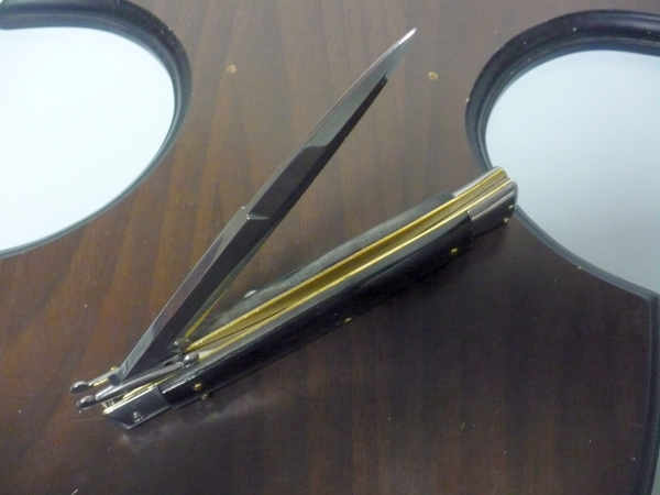 Swinguard Frank Beltrame - italian stiletto 28 cm - corno di bufalo scuro - lama baionetta FB 550/58- 4
