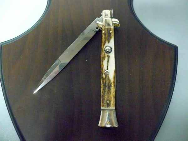 Picklock - Frank Beltrame - Italian stiletto -pugnale 28cm, lama baionetta- corno di cervo FB  P28/63 -4