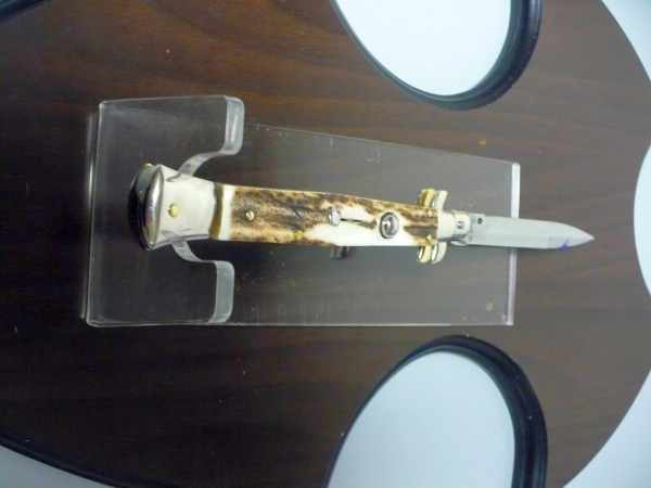 Picklock - Frank Beltrame - Italian stiletto -pugnale 28cm, lama baionetta- corno di cervo FB  P28/63 -4