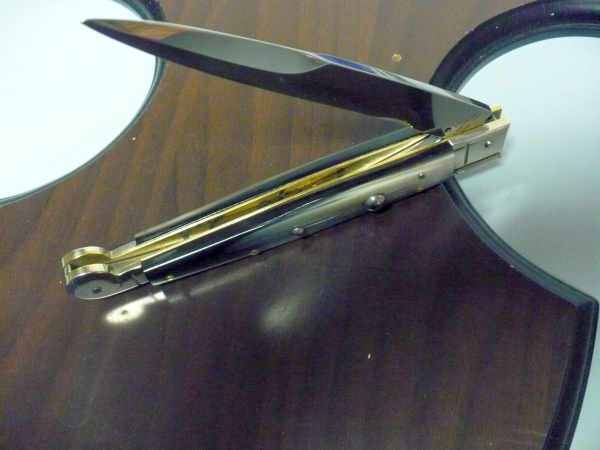 Siciliano,Picklock A.G.A. Campolin sicilian fighting - italian stiletto 30 cm - corno di bufalo brasiliano / brazilian buffalo horn - 4