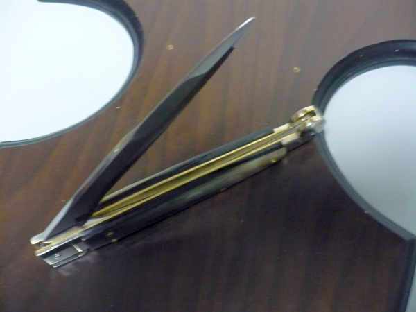Siciliano,Picklock A.G.A. Campolin sicilian fighting - italian stiletto 30 cm - corno di bufalo brasiliano / brazilian buffalo horn - 4