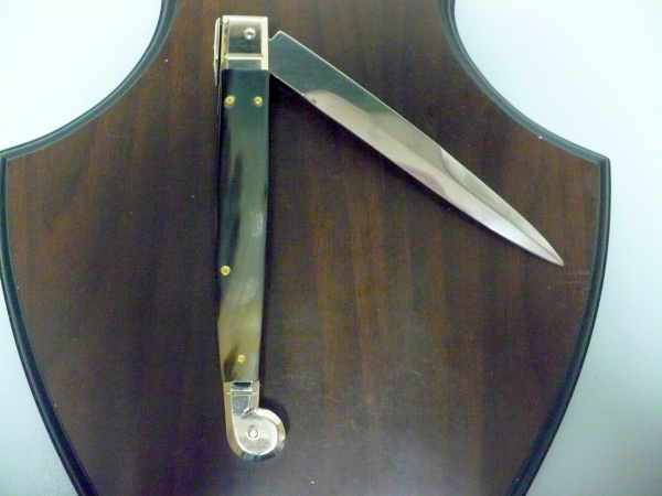 Siciliano,Picklock A.G.A. Campolin sicilian fighting - italian stiletto 30 cm - corno di bufalo brasiliano / brazilian buffalo horn - 4