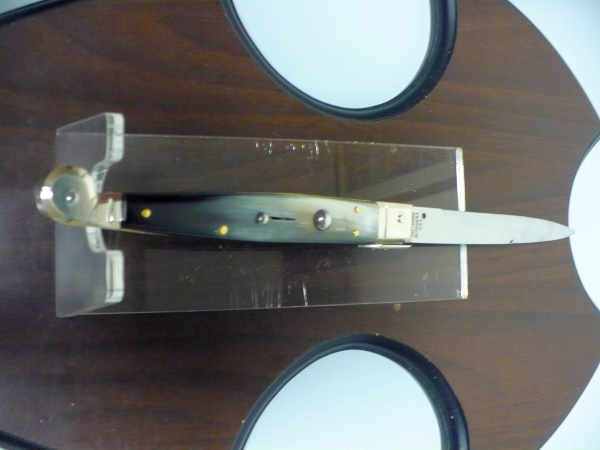 Siciliano,Picklock A.G.A. Campolin sicilian fighting - italian stiletto 30 cm - corno di bufalo brasiliano / brazilian buffalo horn - 4