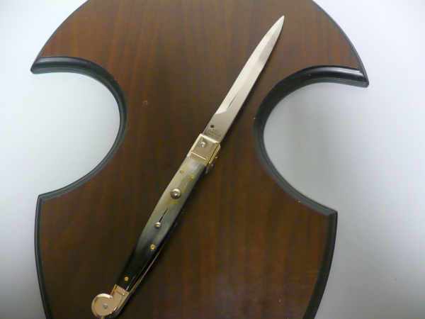 Siciliano,Picklock A.G.A. Campolin sicilian fighting - italian stiletto 30 cm - corno di bufalo brasiliano / brazilian buffalo horn - 4