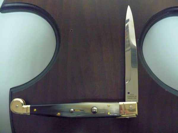 Siciliano,Picklock A.G.A. Campolin sicilian fighting - italian stiletto 30 cm - corno di bufalo brasiliano / brazilian buffalo horn - 4