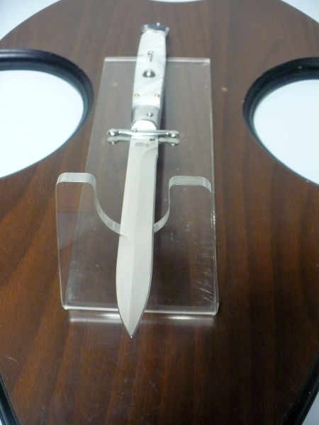 Classic swinguard - italian stiletto, coltello a scatto, 28cm - AKC World , imitazione perla / imitation pearl ,  lama baionetta / bayonet blade