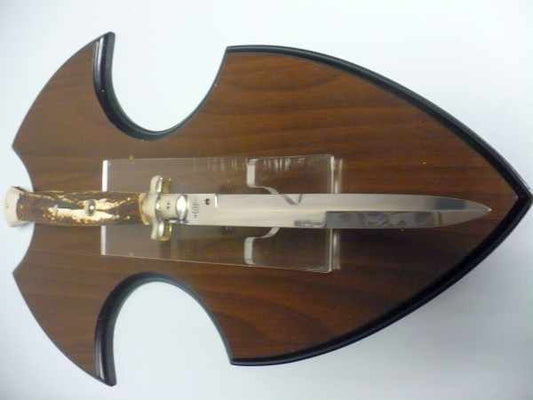 Coltello a scatto - pugnale - AGA Campolin - italian stiletto 45 cm - lama baionetta- corno di cervo / deer horn