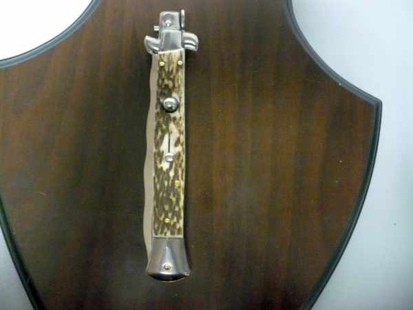 Coltello a scatto - pugnale -Frank Beltrame - italian stiletto 28 cm - corno di cervo / deer horn, lama kriss -  FB 28/63K - 5