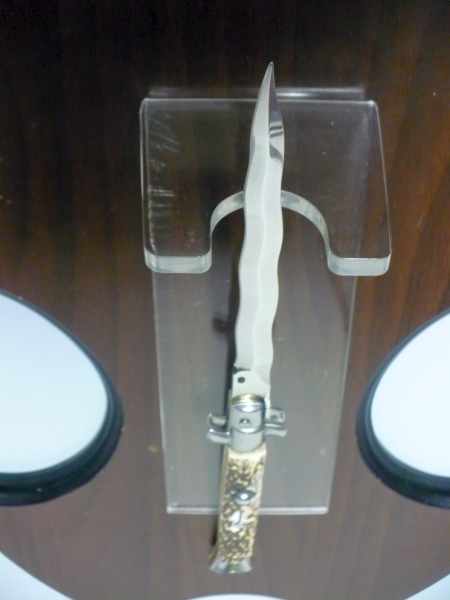 Coltello a scatto - pugnale -Frank Beltrame - italian stiletto 28 cm - corno di cervo / deer horn, lama kriss -  FB 28/63K - 5