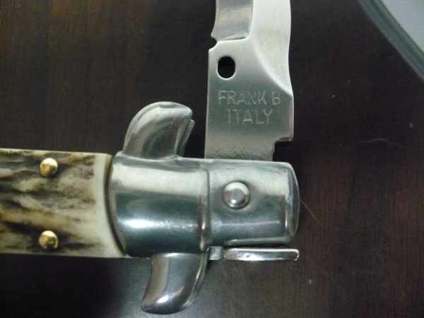 Coltello a scatto - pugnale -Frank Beltrame - italian stiletto 28 cm - corno di cervo / deer horn, lama kriss -  FB 28/63K - 5