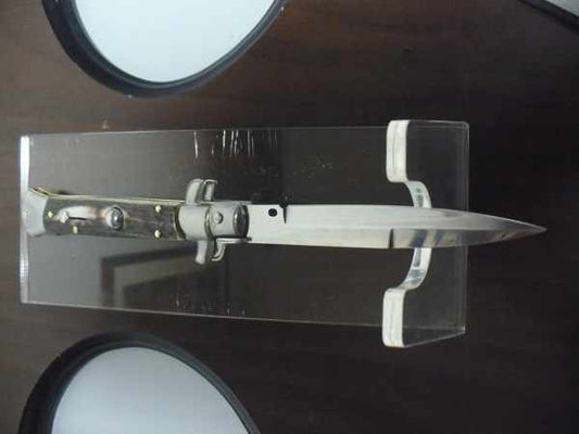 Coltello a scatto - pugnale -Frank Beltrame - italian stiletto 23 cm - lama baionetta - corno di cervo / deer horn -  FB 23/63B - 5