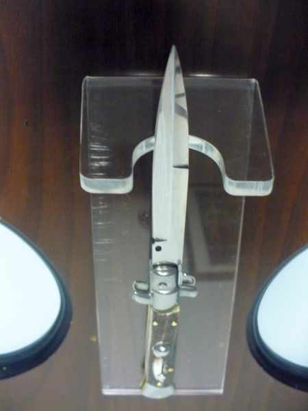 Coltello a scatto - pugnale -Frank Beltrame - italian stiletto 23 cm - lama baionetta - corno di cervo / deer horn -  FB 23/63B - 5